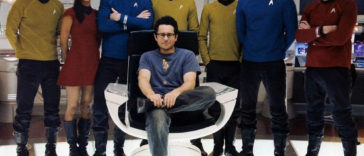 Director JJ Abrams and the cast from Star Trek (2009)
