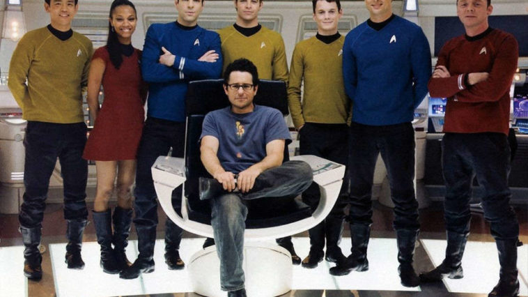 Director JJ Abrams and the cast from Star Trek (2009)