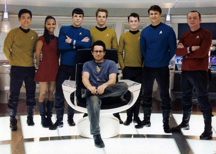 Director JJ Abrams and the cast from Star Trek (2009)